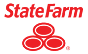 Logo of StateFarm with three oblongs stacked into a pyramid